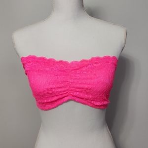 Free People HOT PINK Lace Bandeau Bralette